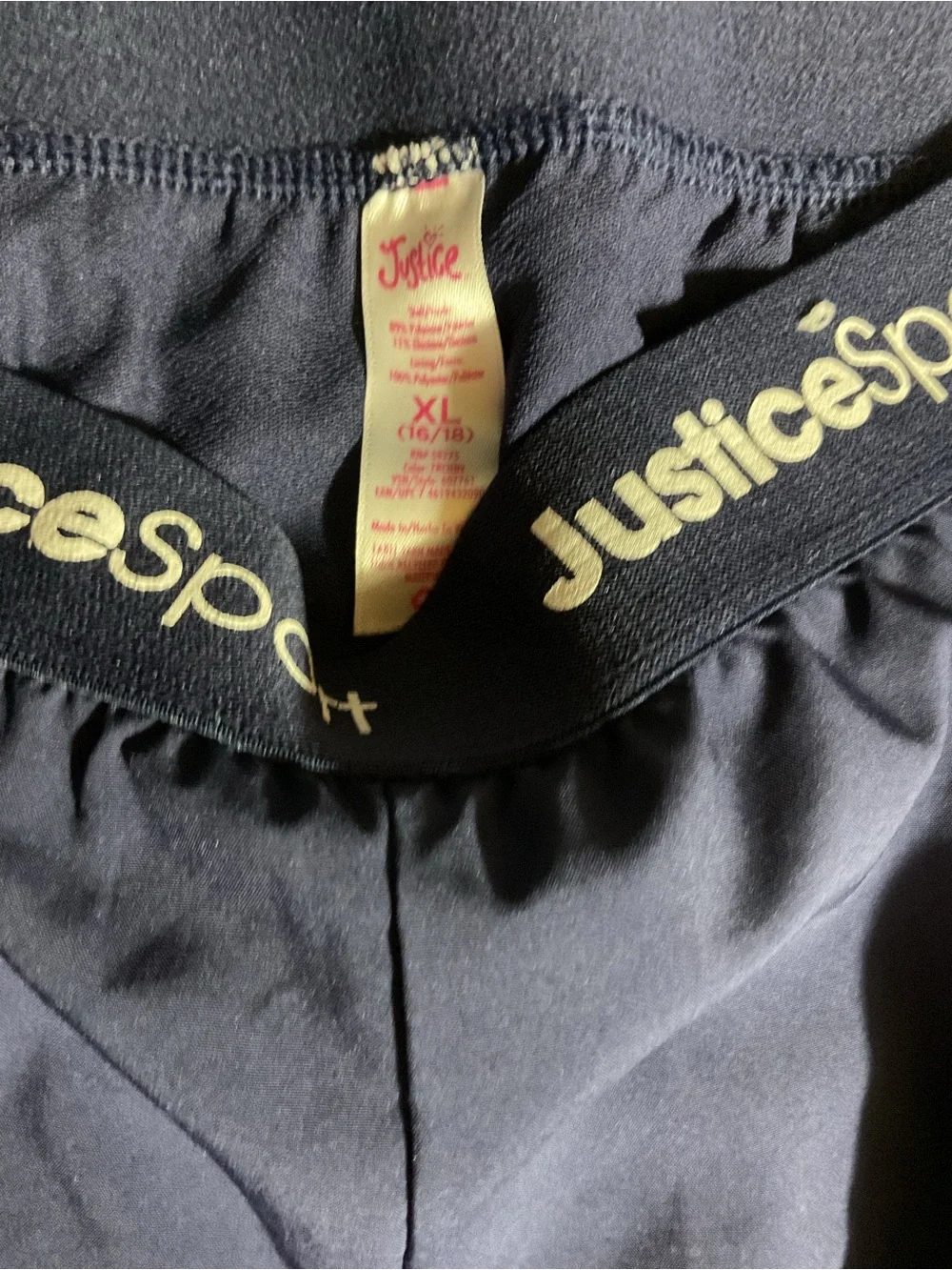 Justice Sport Girls Size XL 16/18 Lknw Athletic Shorts Solid Blue 3” Inseam Raci